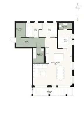 a floor plan of a house at Kikut Alpin Lodge 2204 in Hol
