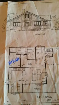 a drawing of a house on a piece of paper at Familiehytte på Botn, Vågslid til leie in Botn