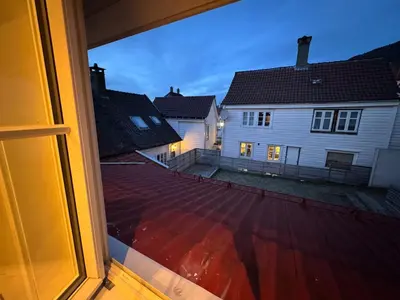 a view from a window of a house at Sandvik's stuen in Bergen