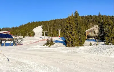 a snow covered ski slope with a ski lift at Gorgeous Home In Sjusjøen With Wifi in Sjusjøen