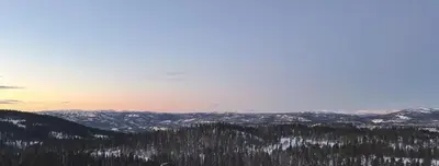 a view from the top of a mountain with trees at New Cabin At Norefjell With Mountain Panorama in Noresund