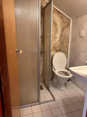 a bathroom with a toilet and a sink at Perfect family house in Voss in Vossevangen