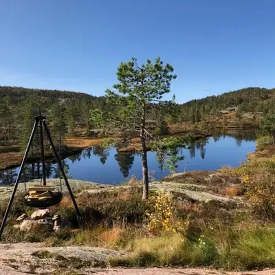 Fjellhytte med boblebad og utsikt på Blefjell