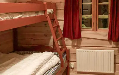 a room with two bunk beds and a window at Gorgeous Home In Gålå With House A Mountain View in Gålå