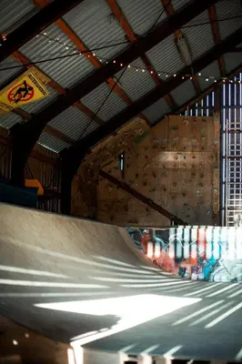 a skate park with a skateboard ramp in a room at Large house with Ocean view at Ervik and Vestkapp