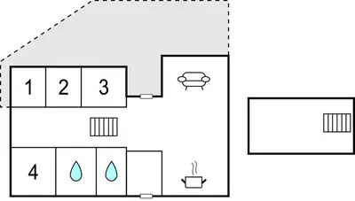 a block diagram of a house at Beautiful Home In Fitjar in Fitjar