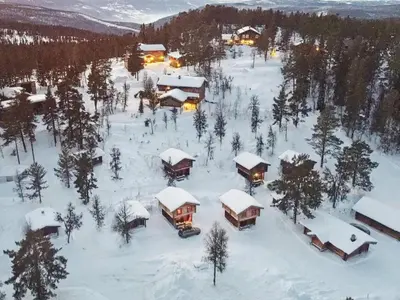 an aerial view of a resort in the snow at 5 person holiday home in Ringebu-By Traum in Ringebu