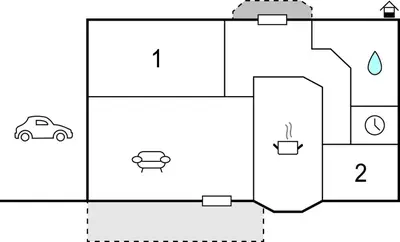 a diagram of a bathroom with a car and a shower at 2 Bedroom Gorgeous Home In Sveio in Sveio