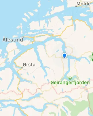 a map of austria with a blue dot at Fjord View Apartment in Stranda
