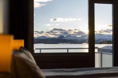 a window with a view of the mountains at Scandic Alexandra Molde in Molde