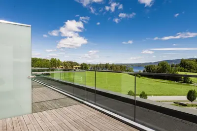a view from the balcony of a house at Sundvolden Hotel in Sundvollen