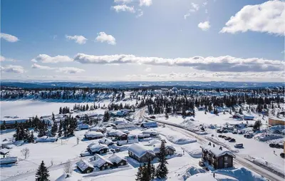 an aerial view of a town in the snow at Sjusjøen Setergrend 4724 B in Sjusjøen