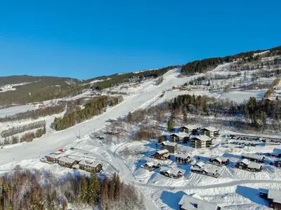 an aerial view of a ski resort in the snow at Alpin Apartments Sørlia in Hafjell
