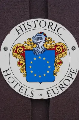 a sign for the institution of cities of europe at Fossheim Hotel Lom in Lom