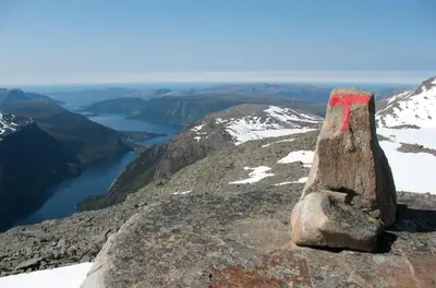 a rock formation on the top of a mountain at Bremanger Fjord Hotell in Svelgen