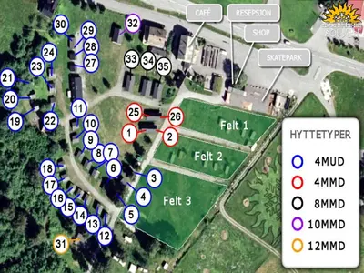a map of a parking lot with street signs at Folven Adventure Camp in Hjelle