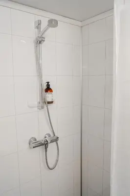 a shower with a shower head in a bathroom at Maristova apartment 110 in Filefjell