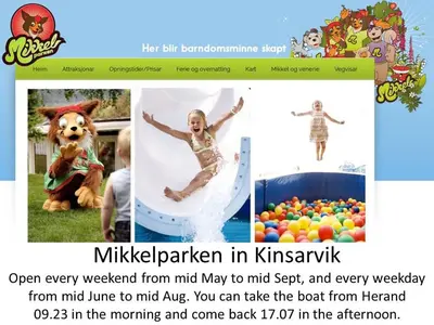 a page of a website with a picture of a girl jumping on a inflatable at Apartment 2, Herand, Hardanger in Herand