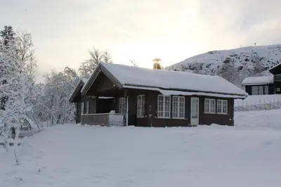 a house with snow on the roof in the snow at Bergestua - 4 bedroom cabin in Gol