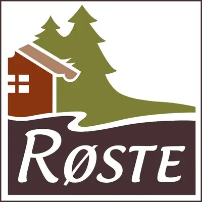a logo for a house with a christmas tree at Roste Hyttetun og Camping in Os