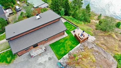 an overhead view of a house with a roof at Otnes Sør - Luxury 140m2 in Aurland
