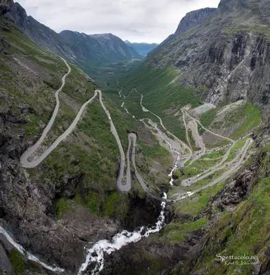 a winding road on the side of a mountain at Irenegarden - Panorama apartment in Lauvstad