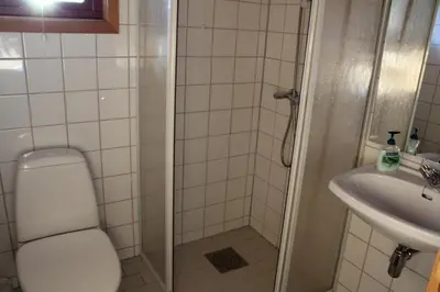 a bathroom with a shower and a toilet and a sink at Ådnebu by Norgesbooking - cabin with 3 bedrooms in Geilo