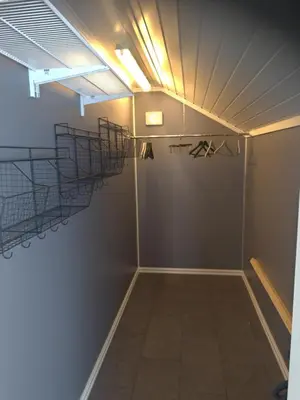 an empty room with scaffolding on the walls and a ceiling at Sogndal ski- and mountain cabin in Sogndal