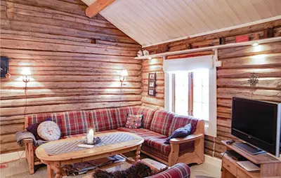a living room with a couch and a tv at 4 Bedroom Stunning Home In Rendalen in Rendalen