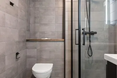 a bathroom with a toilet and a shower at Trysilfjell Apartment Hotel in Trysil
