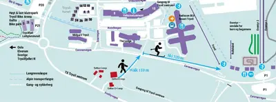 a map of a city with people running around at Fjelltun 6-sengs in Trysil