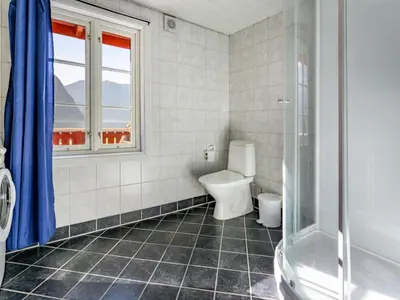 a bathroom with a toilet and a shower at Holiday Home Tor by Interhome in Arnefjord