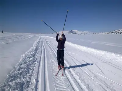 a person is on skis in the snow at Torpomoen in Torpo