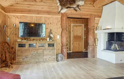 a living room with a tv and a fireplace at Cozy Home In Hemsedal With Kitchen in Hemsedal