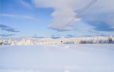 a view of a snow covered field with trees and a field at 3 Bedroom Nice Home In Venabygd in Venabygd