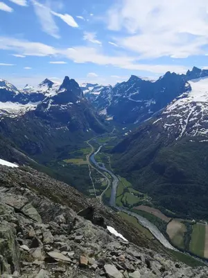 a view from the top of a mountain at Romsdalseggen Lodge in Isfjorden