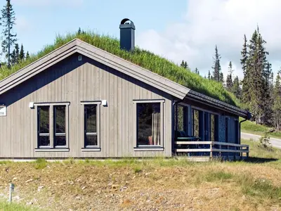 a house with a grass roof at 10 person holiday home in Fåvang in Favang