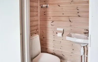 a bathroom with a toilet and a sink at Stunning Home In Sjusjøen With Sauna in Sjusjøen