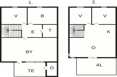 two diagrams of a house with numerals at 6 person holiday home in Dyrvik in Dyrvik