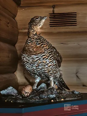 a statue of a bird sitting on a table at Large Cottage 2 Baths and Sauna in Sjusjøen in Lillehammer