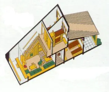 a drawing of a house with a diagram at Stor barnevennlig leilighet in Hovden