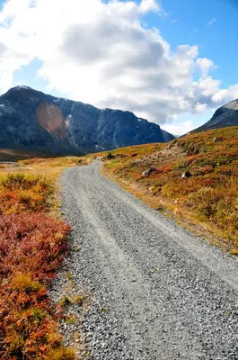 a dirt road in the middle of a field at Hotel Videseter in Stryn