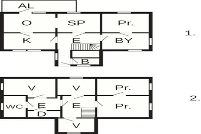 two diagrams of a floor plan of a house at 6 person holiday home in FISKÅ-By Traum in Fiskå