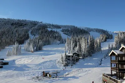 a snow covered mountain with a ski slope at Kvitfjell Alpinhytter Kvitfjellvegen 492 in Kvitfjell