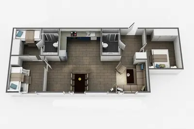 a rendering of a floor plan of aominium at Skitorget Apartments in Trysil