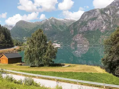 a view of a lake and a mountain at 2 person holiday home in STRYN-By Traum in Stryn