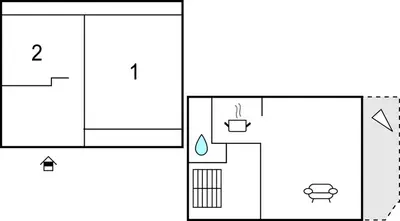a schematic diagram of a house with two diagrams at Kyrping Ferieplass A in Erve
