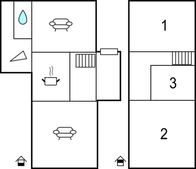 a block diagram of a house with four different views at Holiday Home Evanger Brekkhuslii in Evanger