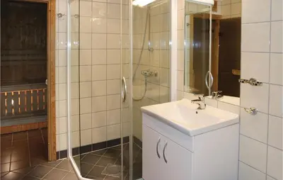 a bathroom with a sink and a shower at Gorgeous Apartment In Hemsedal in Hemsedal