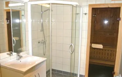 a bathroom with a shower and a sink at Gorgeous Apartment In Hemsedal in Hemsedal